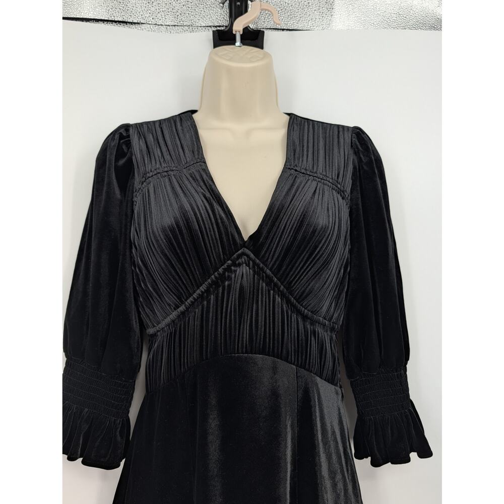 NWT ALLSAINTS Ani Velvet Dress 0 Black Whimsigoth Feminine Victorian Babydoll - Picture 3 of 10